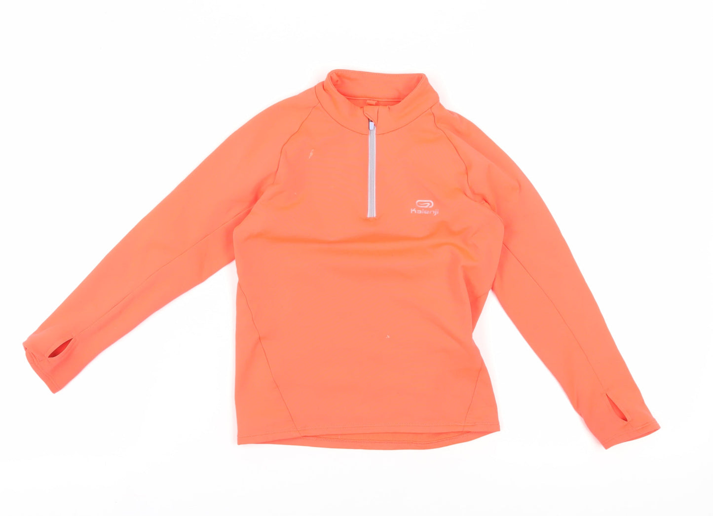 Decathlon Girls Orange 1/4 Zip Sweatshirt, 5-6 Years, Lightweight
