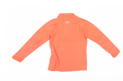 Decathlon Girls Orange 1/4 Zip Sweatshirt, 5-6 Years, Lightweight
