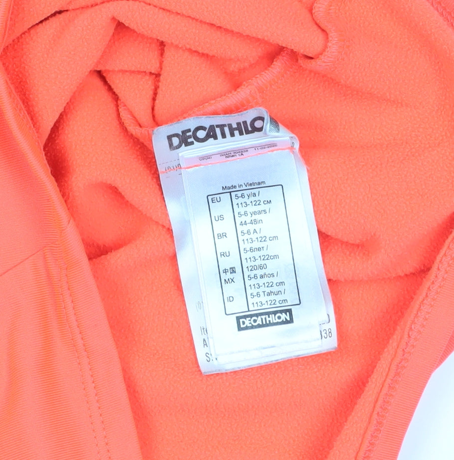 Decathlon Girls Orange 1/4 Zip Sweatshirt, 5-6 Years, Lightweight