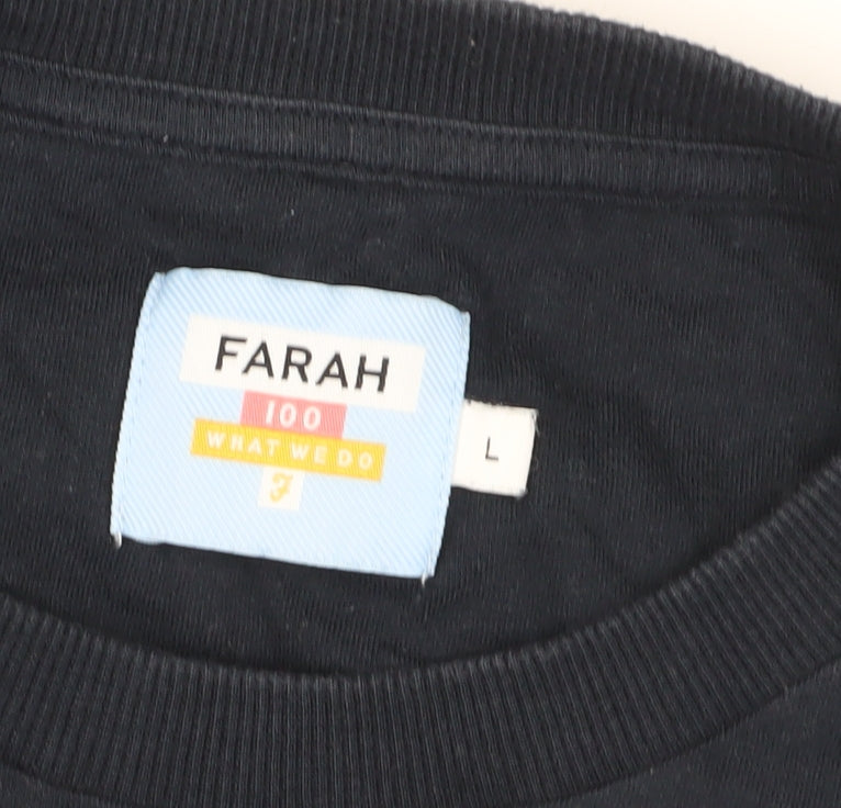 Mens UK Size L Farah Black  T-Shirt