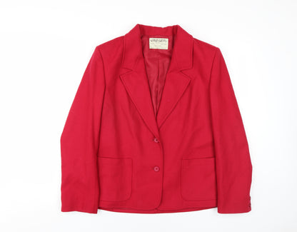 Jaeger Women's Red Blazer Size 14 Regular Wool Jacket