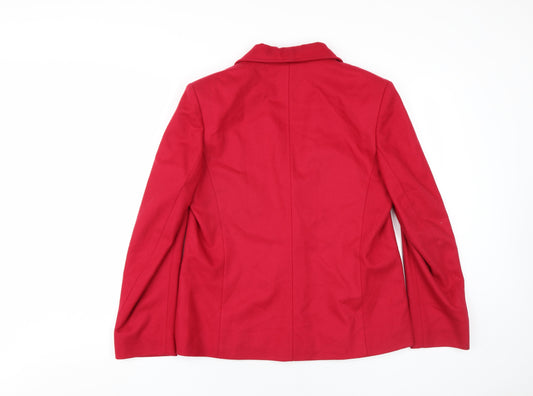 Jaeger Women's Red Blazer Size 14 Regular Wool Jacket