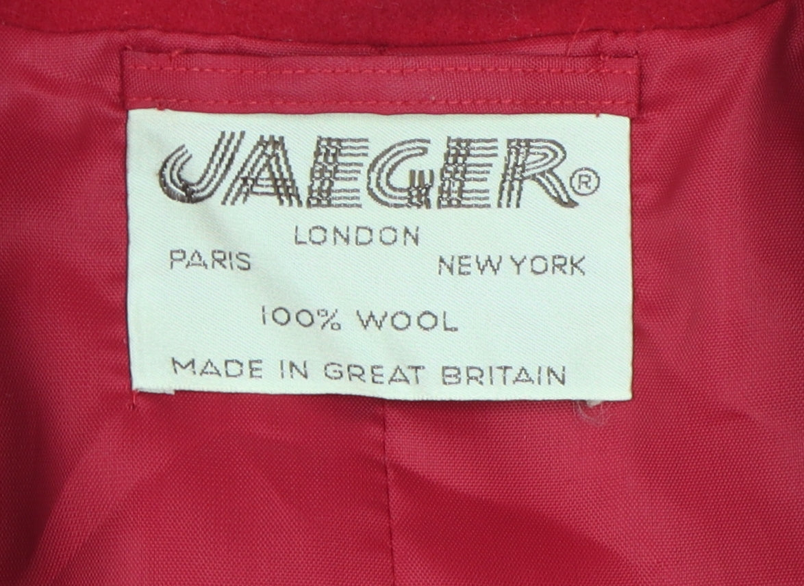 Jaeger Women's Red Blazer Size 14 Regular Wool Jacket