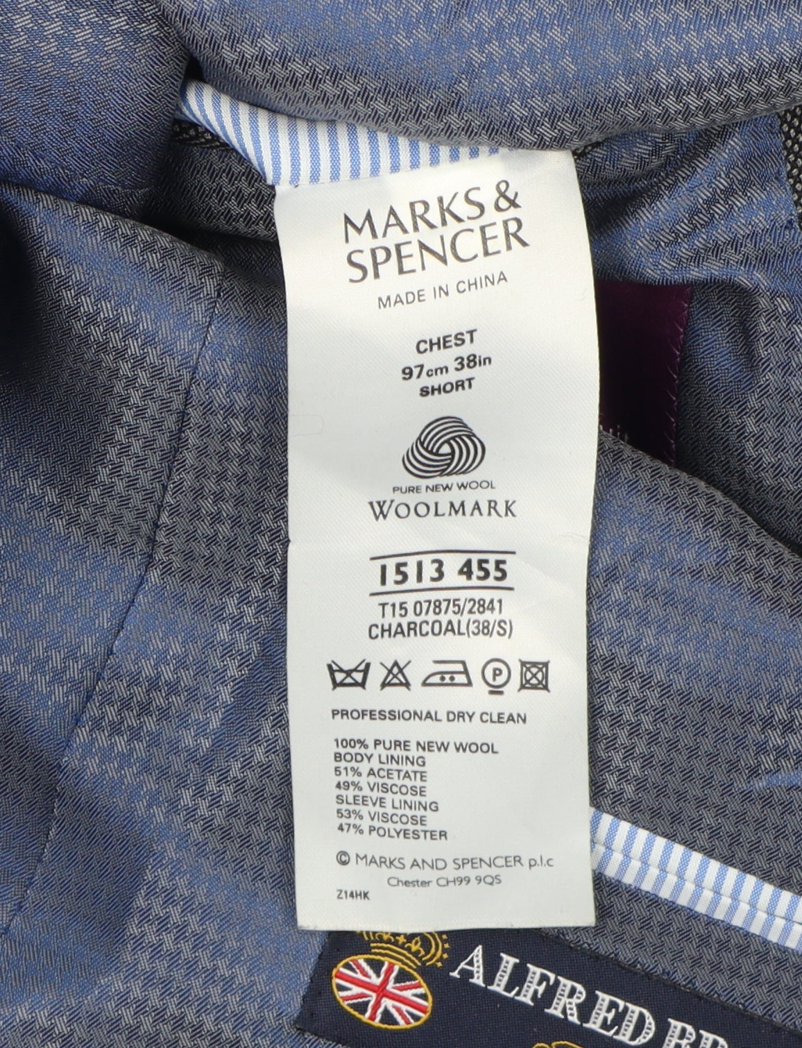 Mens UK Size 38 Marks and Spencer Regular Grey Suit Jacket