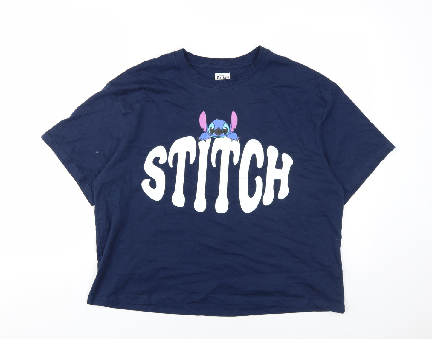 Womens UK Size M Disney Blue Basic T-Shirt
