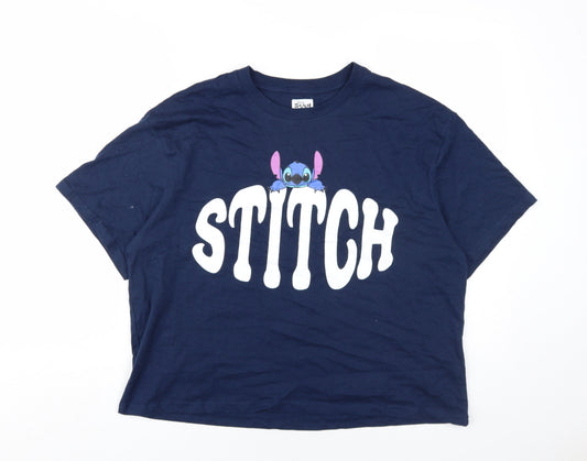 Womens UK Size M Disney Blue Basic T-Shirt