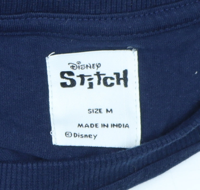 Womens UK Size M Disney Blue Basic T-Shirt
