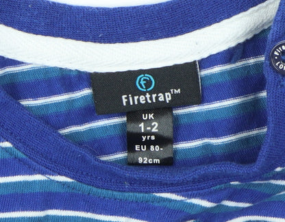 Firetrap Boys Blue Striped T-Shirt, Size 12-18 Months