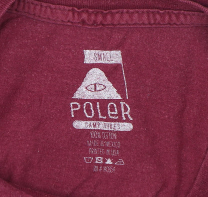 Poler Unisex Red T-Shirt, Size S, Casual, Crew Neck