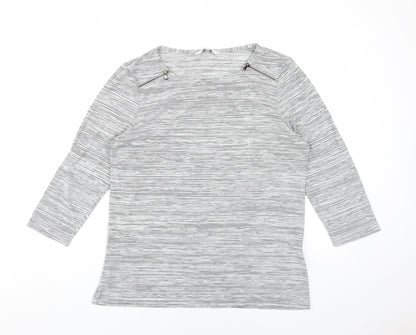 Jasper Conran Women's Grey Striped T-Shirt Size 14