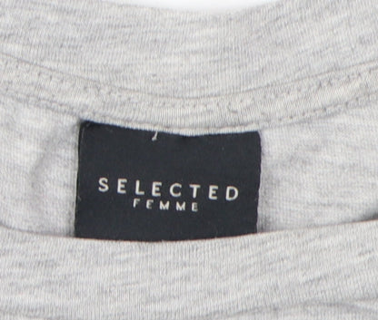 Womens UK Size S Selected Femme Grey Basic T-Shirt