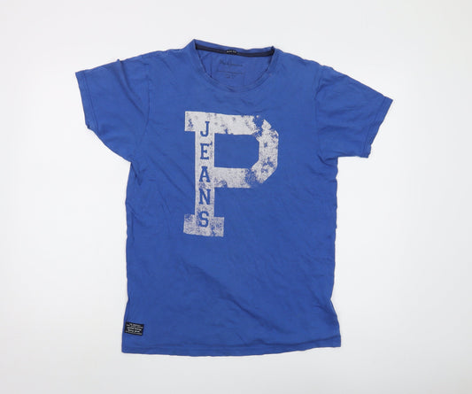 Pepe Jeans Men's Blue T-Shirt, M, Cotton, Graphic Print