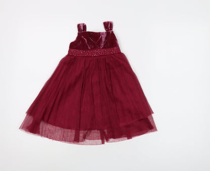 Monsoon Girls Red A-Line Dress, 12-18 Months, Luxury Party Attire