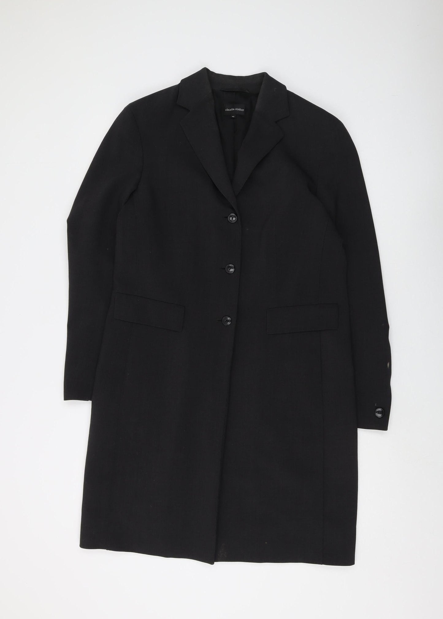 Claudia Sträter Women's Black Long Overcoat Size 12
