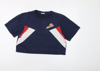 Womens UK Size 10 ellesse Blue Cropped T-Shirt