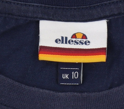 Womens UK Size 10 ellesse Blue Cropped T-Shirt