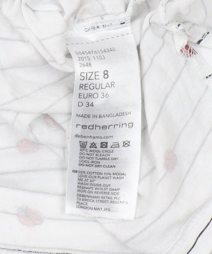 Womens UK Size 8 Red Herring White Basic T-Shirt