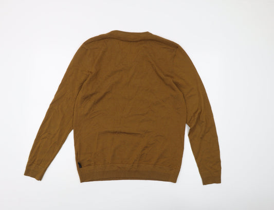 Ted Baker Men's Brown Wool V-Neck Pullover, L