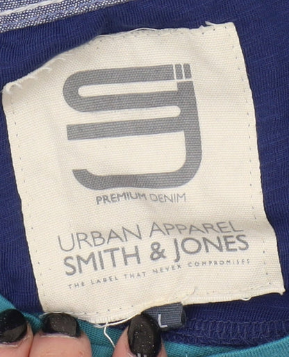 Smith & Jones Men's Blue Floral Print T-Shirt Size L