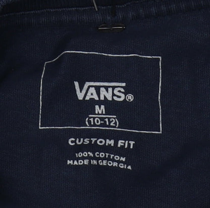 Vans Boys Blue Long Sleeve Logo T-Shirt M Cotton