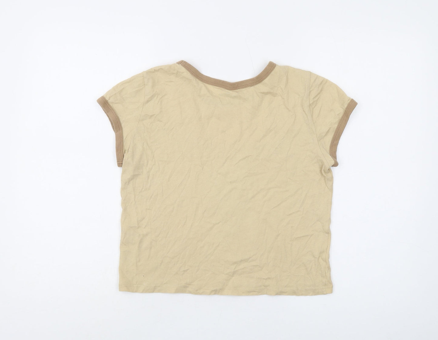 Womens UK Size M Hollister Beige Ringer T-Shirt