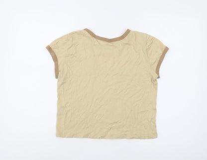 Womens UK Size M Hollister Beige Ringer T-Shirt