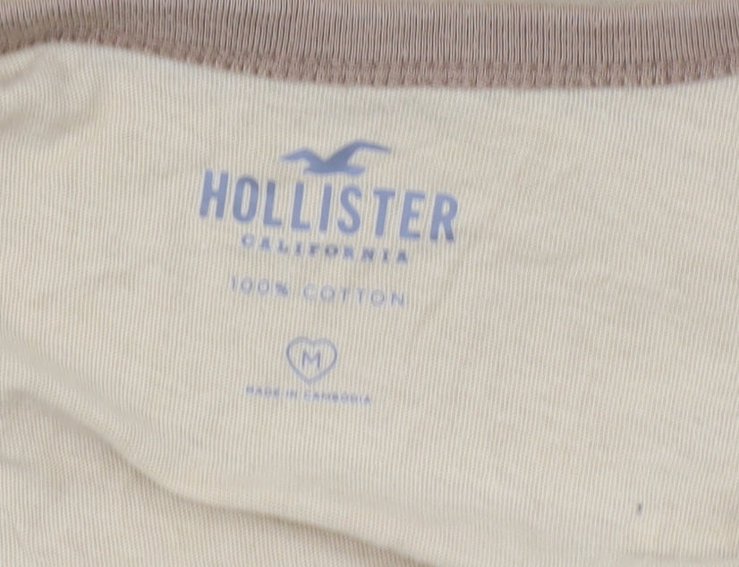 Womens UK Size M Hollister Beige Ringer T-Shirt