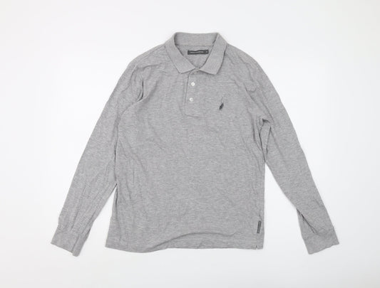 French Connection Men's Grey Long Sleeve Polo M