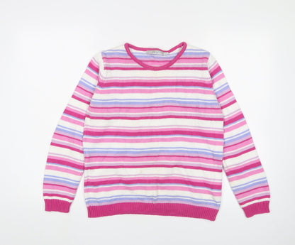 EWM Women's Multicoloured Striped Pullover Jumper S