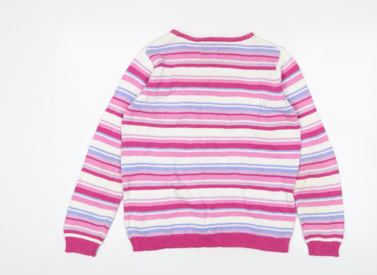 EWM Women's Multicoloured Striped Pullover Jumper S