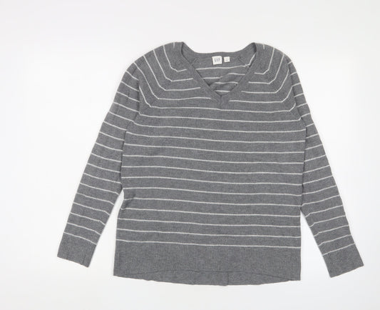 Gap Grey Striped Pullover Jumper, Size S, Unisex