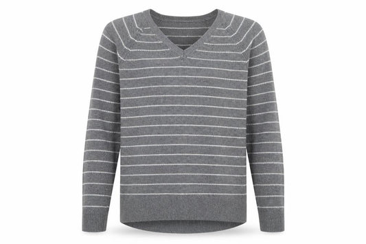 Front view of Gap Grey Striped jumper, size S, unisex