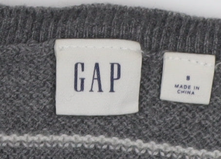 Gap Grey Striped Pullover Jumper, Size S, Unisex