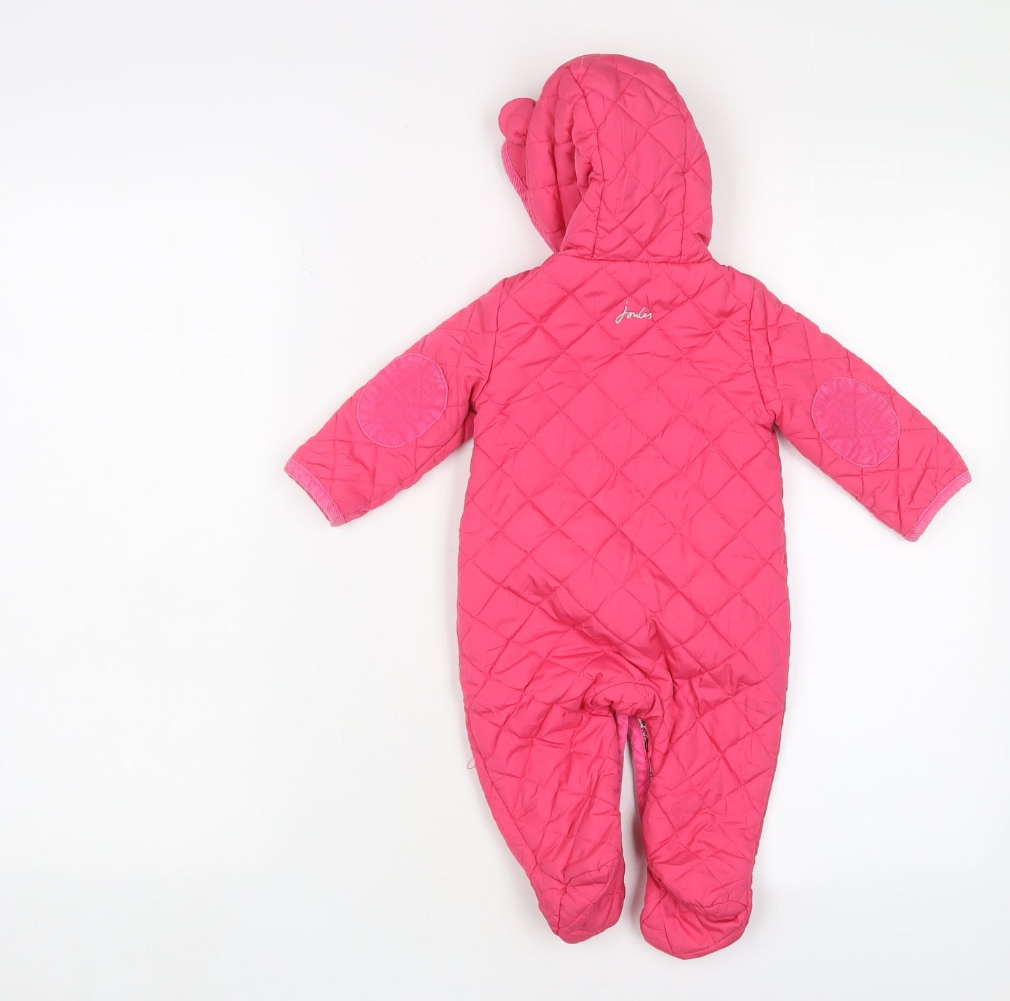 Joules Unisex Pink Puffer Snowsuit 0-3M Quilted Hooded