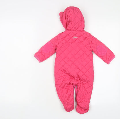 Joules Unisex Pink Puffer Snowsuit 0-3M Quilted Hooded