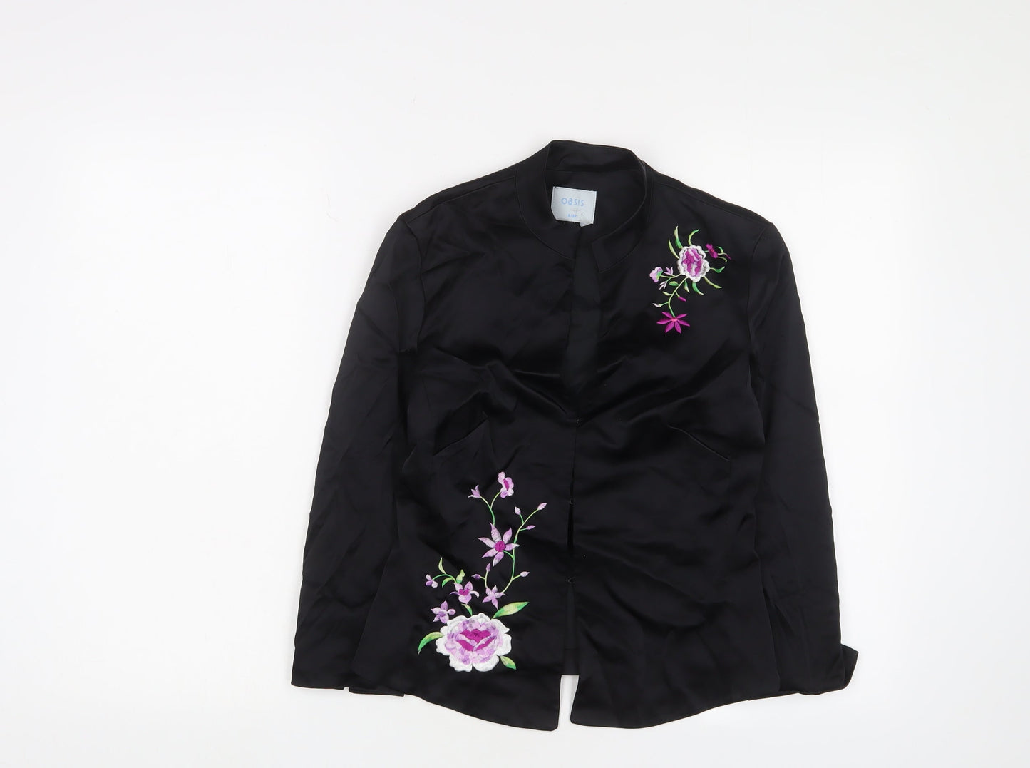 Womens UK Size 8 Oasis Black Kimono Blouse