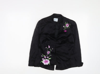 Womens UK Size 8 Oasis Black Kimono Blouse