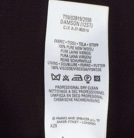 Marks and Spencer Women Purple Wool Suit Jacket, Size 12