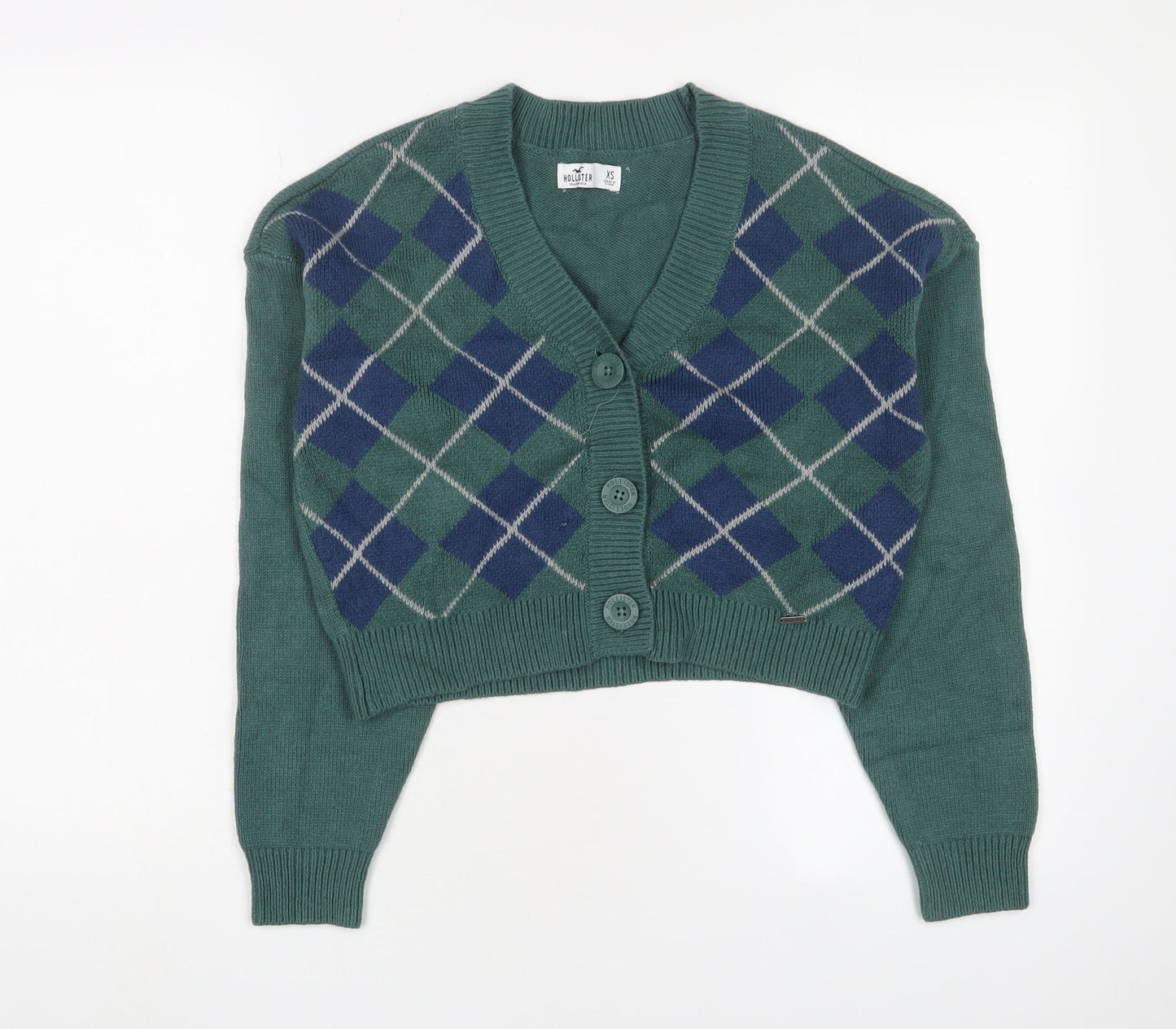 Womens UK Size XS Hollister Green Cardigan Jumper