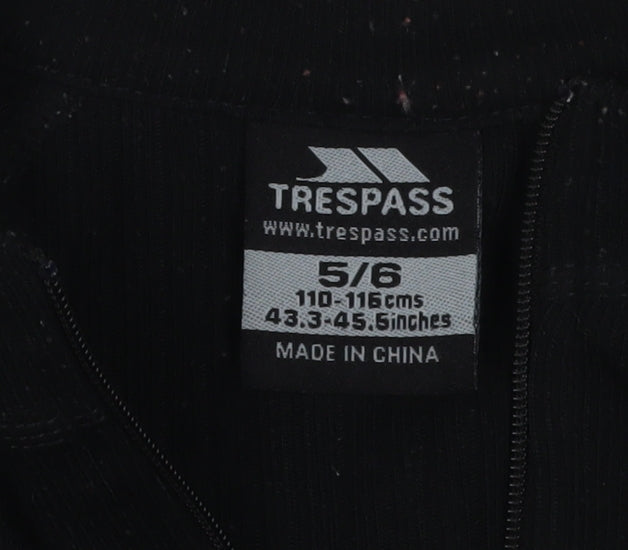 Trespass Boys Black Fleece Full Zip Sweatshirt 5-6 Years