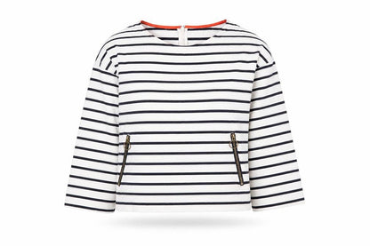 Warehouse Women's White Striped Jersey T-Shirt, Size 10
