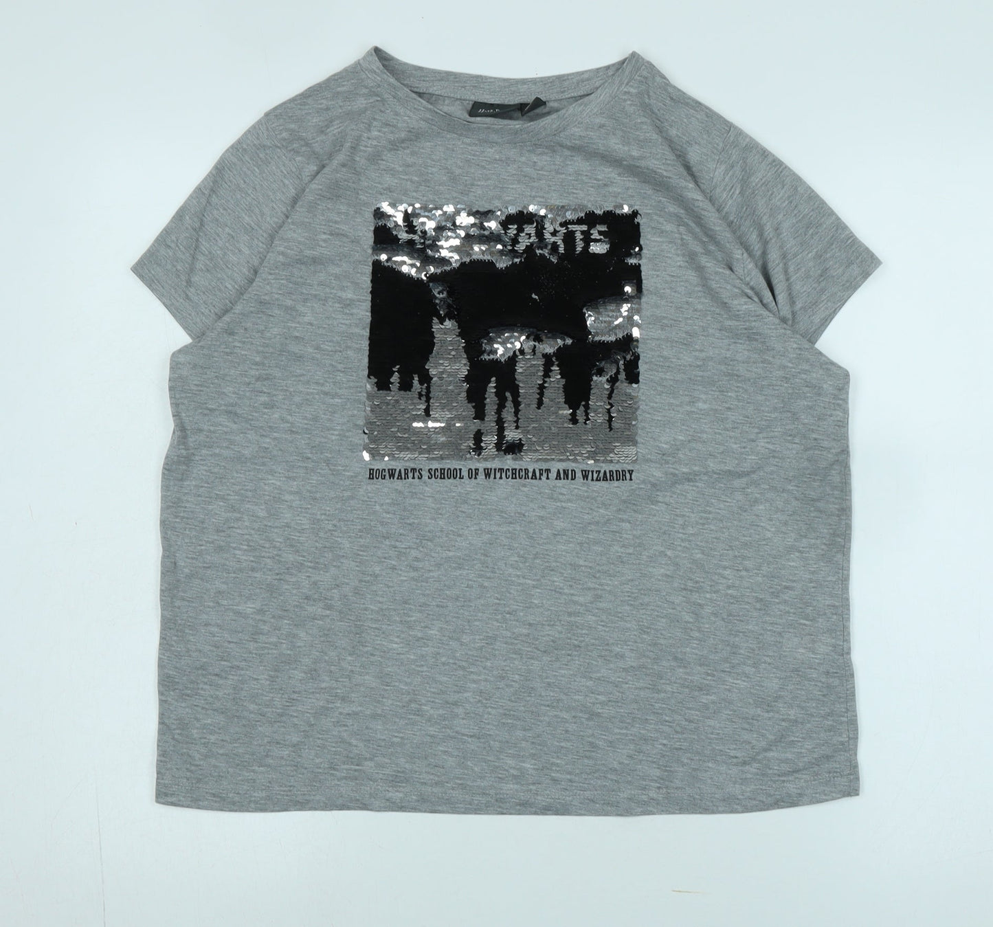 Unisex Adults UK Size L Harry Potter Grey Basic T-Shirt