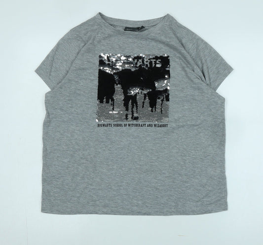 Unisex Adults UK Size L Harry Potter Grey Basic T-Shirt