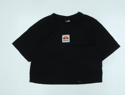 Womens UK Size 12 ellesse Black Cropped T-Shirt