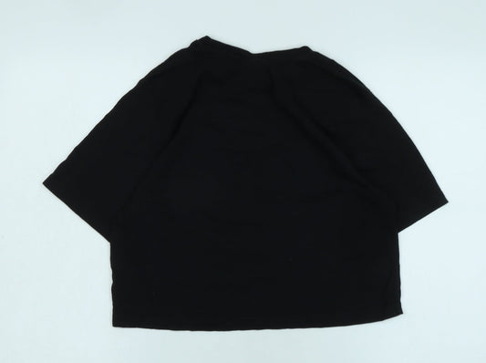 Womens UK Size 12 ellesse Black Cropped T-Shirt
