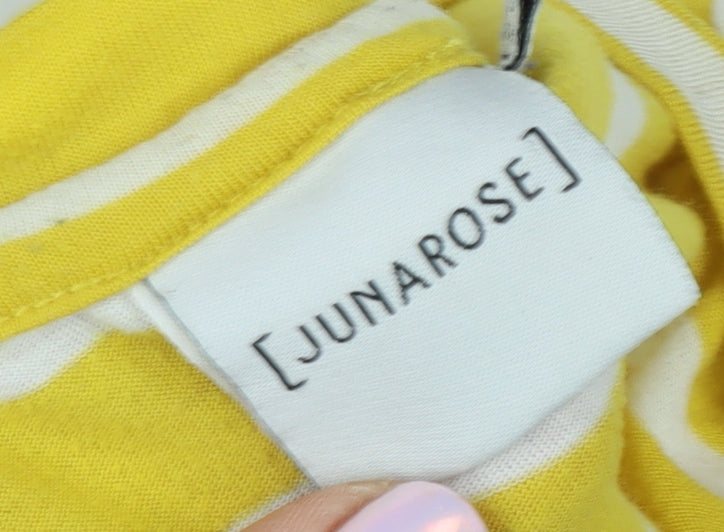 Junarose Women's Yellow Striped T-Shirt Size 18-20