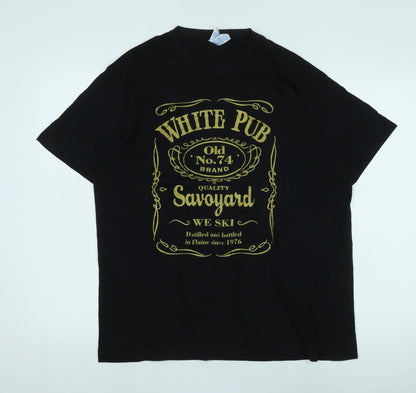 JHK Men's Black Graphic Print T-Shirt Large