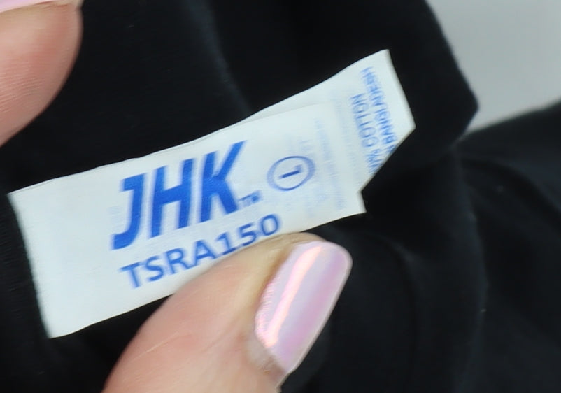 JHK Men's Black Graphic Print T-Shirt Large