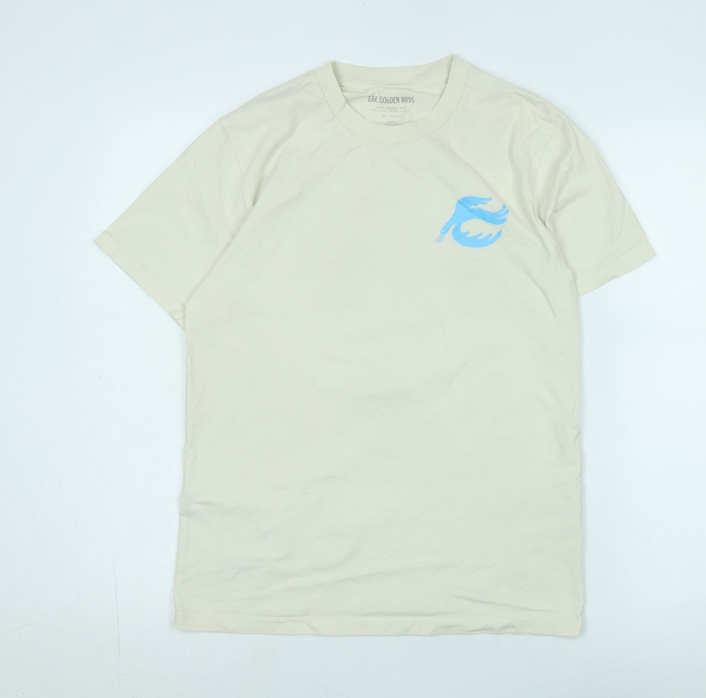 The Golden Rays Beige Graphic T-Shirt, M, Men's
