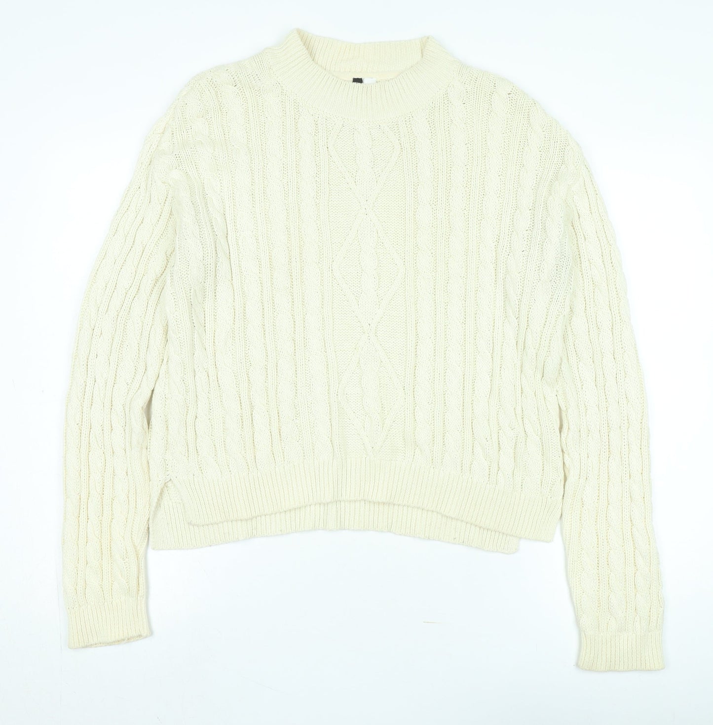 BDG Unisex Ivory Cable-Knit Pullover Jumper M